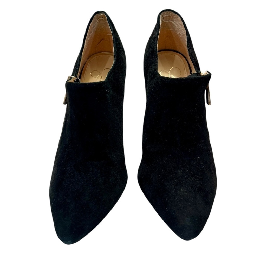 Jessica Simpson Suede Pointed Toe Ankle Wedge Heel Bootie Black - Picture 3 of 4